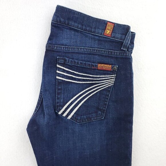 7 For All Mankind Dojo Jeans Flare Denim Stretch Women's "27" Real 31x32 - Picture 9 of 12